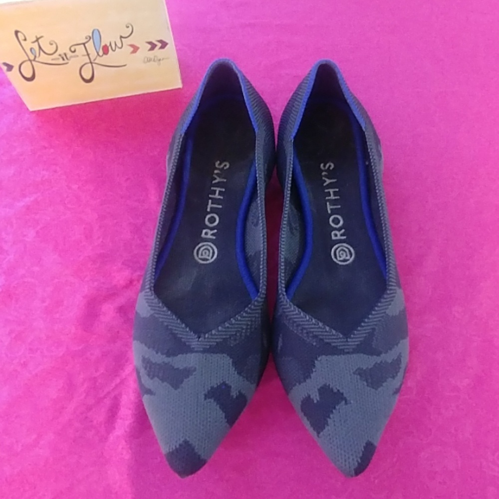 Rothy's Pointed Toe Flats. Grey Camo